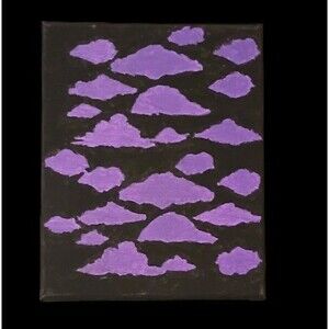 Handmade Handpainted Purple Clouds Wall Decor 8x10"